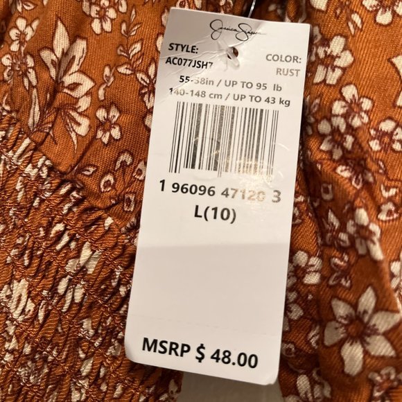 Jessica Simpson NWT Girl's Rust Floral Elastic Waist Blouse (nwt / L (10) - Picture 5 of 16